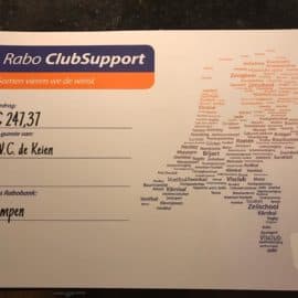 Rabobank Clubkas Campagne cheque ontvangen!