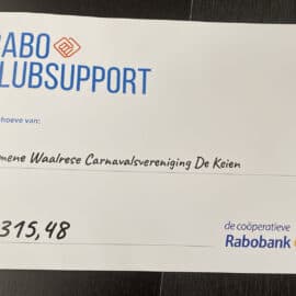 Rabobank Clubkas Campagne cheque ontvangen!